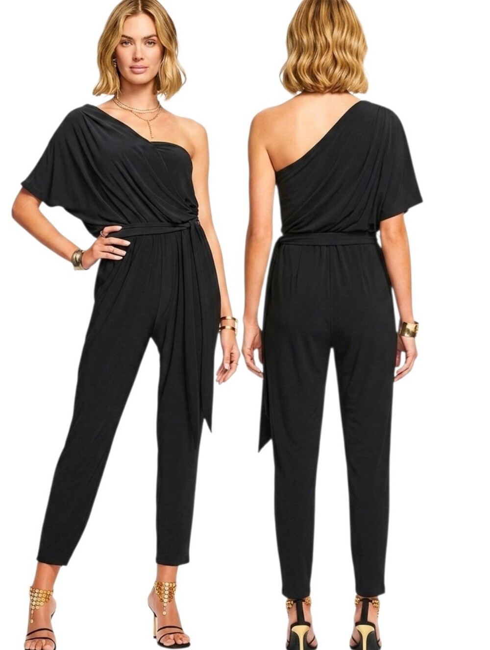 RAMY BROOK 'Toma' Draped One Shoulder Jumpsuit - Size XXL